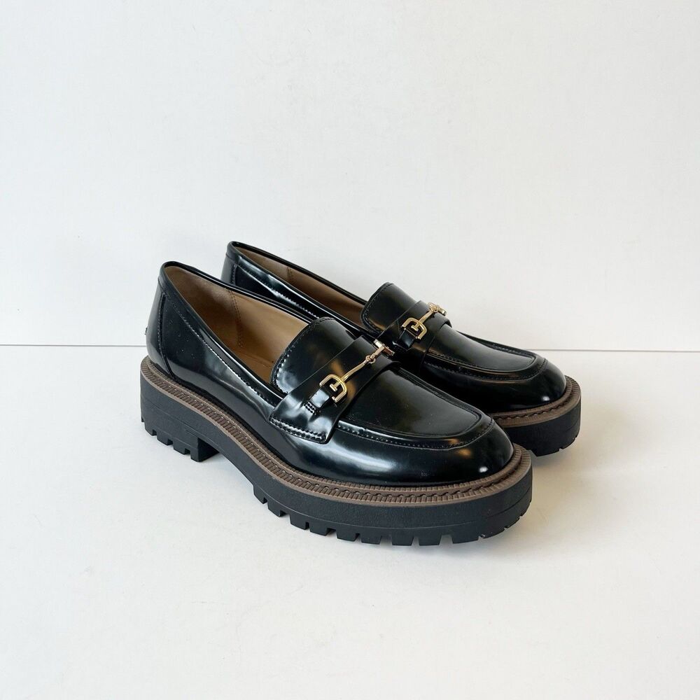 Sam Edelman Laurs Platform Loafers Black Lug Sole Horsebit Preppy Women’s Size - Picture 4 of 11